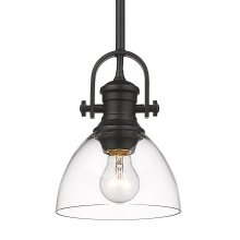 Golden 3118-M1L BLK-CLR - Yep by Golden Lighting Hines 1-light 7in Pendant in Matte Black and Clear Glass